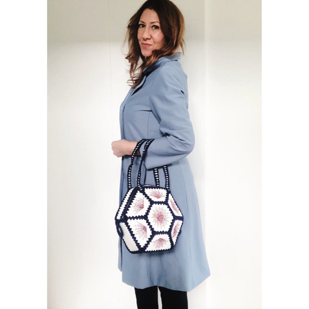 1960s Trench Coat, Size L, Slate Blue Coat